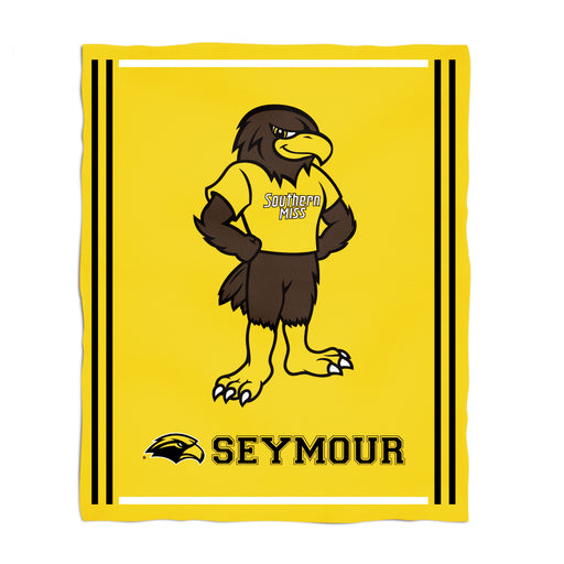 Southern Miss Golden Eagles Vive La Fete Kids Game Day Gold Plush Soft Minky Blanket 36 x 48 Mascot
