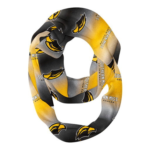 Southern Miss Golden Eagles Vive La Fete All Over Logo Game Day Collegiate Women Ultra Soft Knit Infinity Scarf