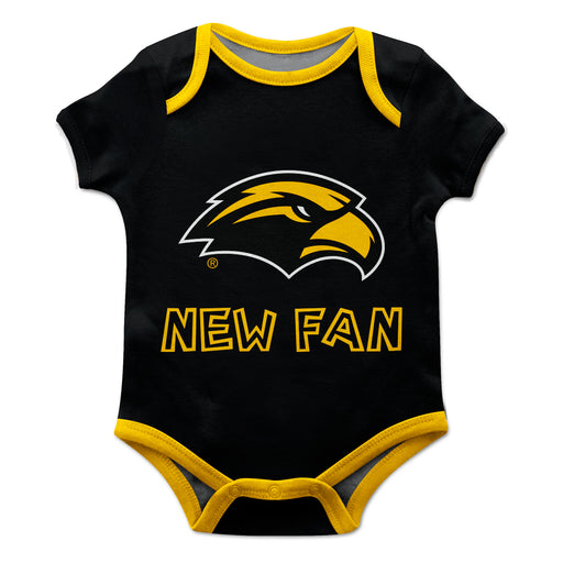 Southern Miss Golden Eagles Vive La Fete Infant Game Day Black Short Sleeve Onesie New Fan Logo and Mascot Bodysuit