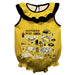 Southern Miss Golden Eagles  Gold Hand Sketched Vive La Fete Impressions Artwork Sleeveless Ruffle Onesie Bodysuit