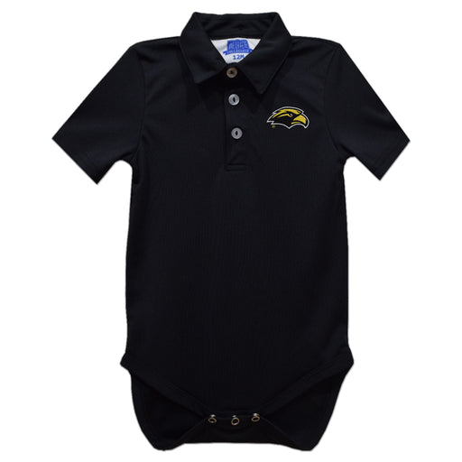 Southern Miss Golden Eagles Embroidered Black Solid Knit Polo Onesie