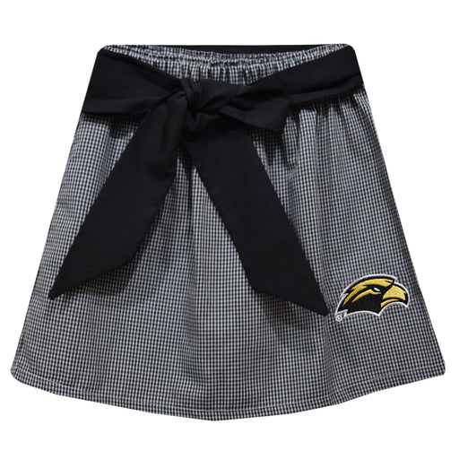 Southern Miss Golden Eagles Embroidered Black Gingham Skirt with Sash