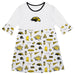 Southern Miss Golden Eagles 3/4 Sleeve Solid White Repeat Print Hand Sketched Vive La Fete Impressions Artwork on Skirt