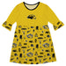 Southern Miss Golden Eagles 3/4 Sleeve Solid Gold Repeat Print Hand Sketched Vive La Fete Impressions Artwork on Skirt