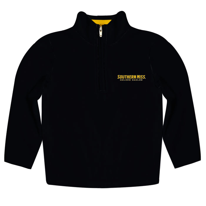 Southern Miss Golden Eagles Vive La Fete Game Day Solid Black Quarter Zip Pullover Sleeves