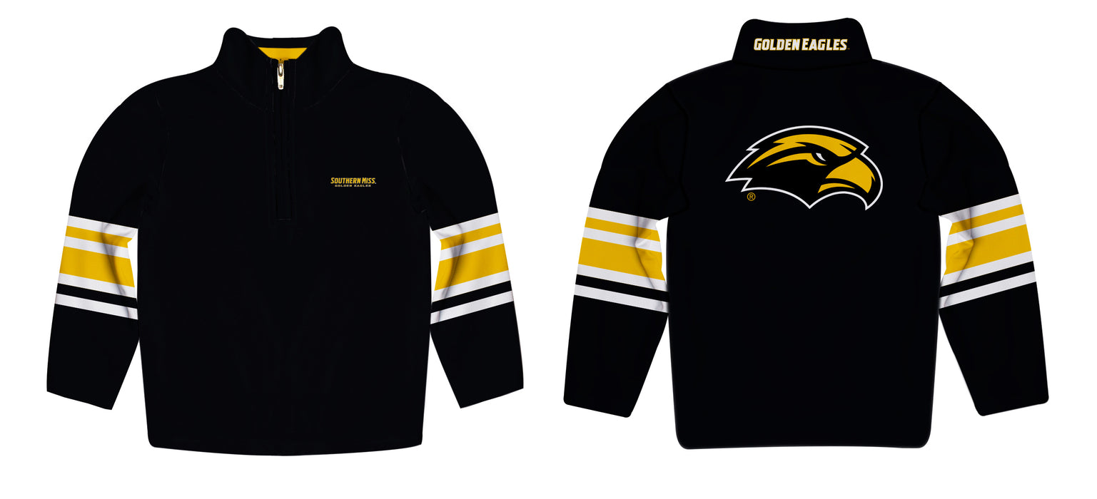 Southern Miss Golden Eagles Vive La Fete Game Day Black Quarter Zip Pullover Stripes on Sleeves - Vive La Fête - Online Apparel Store
