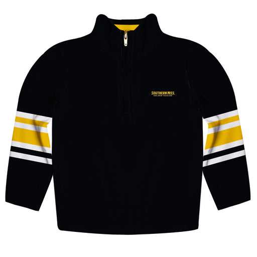 Southern Miss Golden Eagles Vive La Fete Game Day Black Quarter Zip Pullover Stripes on Sleeves