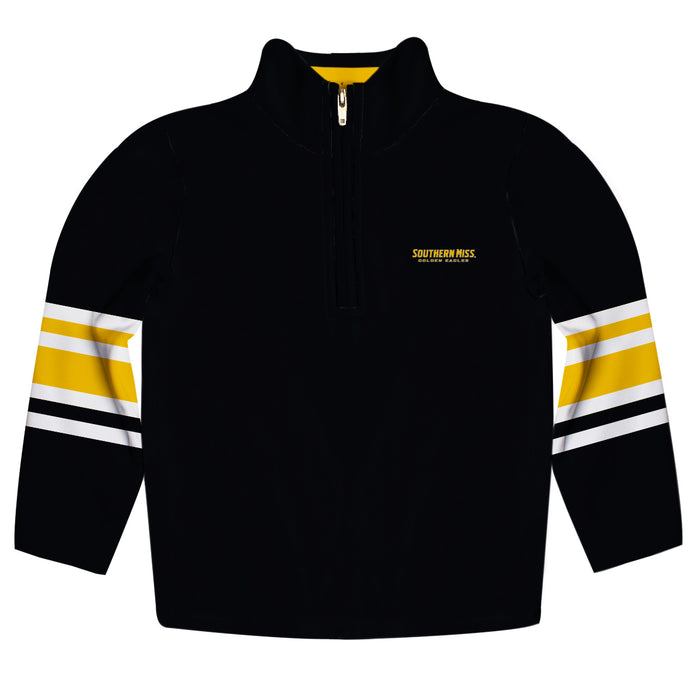 Southern Miss Golden Eagles Vive La Fete Game Day Black Quarter Zip Pullover Stripes on Sleeves
