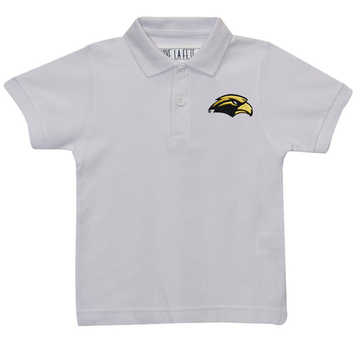 Southern Miss Golden Eagles Embroidered White Short Sleeve Polo Box Shirt