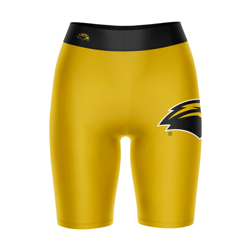Southern Miss Golden Eagles Vive La Fete Game Day Logo on Thigh and Waistband Gold and Black Women Bike Short 9 Inseam