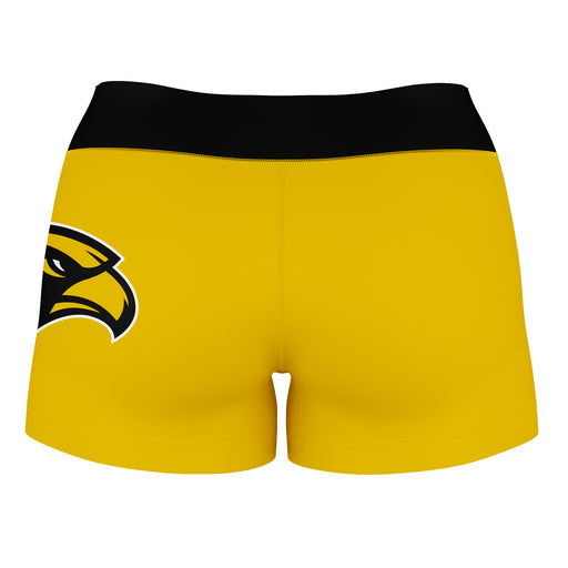 Southern Miss Golden Eagles Logo on Thigh & Waistband Gold Black Women Yoga Booty Workout Shorts 3.75 Inseam - Vive La Fête - Online Apparel Store