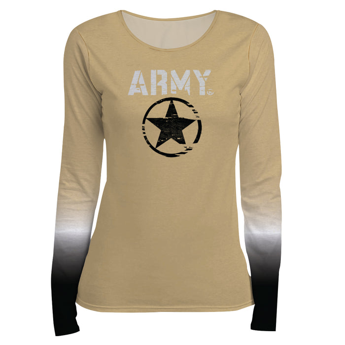Army Star Degrade Long Sleeve Gold and Black Women Shirt - Vive La Fête - Online Apparel Store
