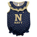 US Naval Naval Academy Midshipmen Swirls Navy Sleeveless Ruffle Onesie Logo Bodysuit