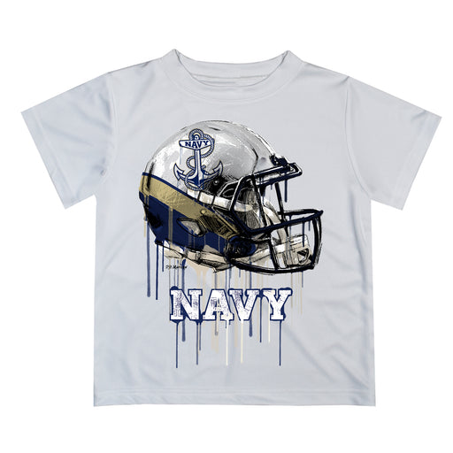 Naval Academy Midshipmen Original Dripping Football Helmet White T-Shirt by Vive La Fete