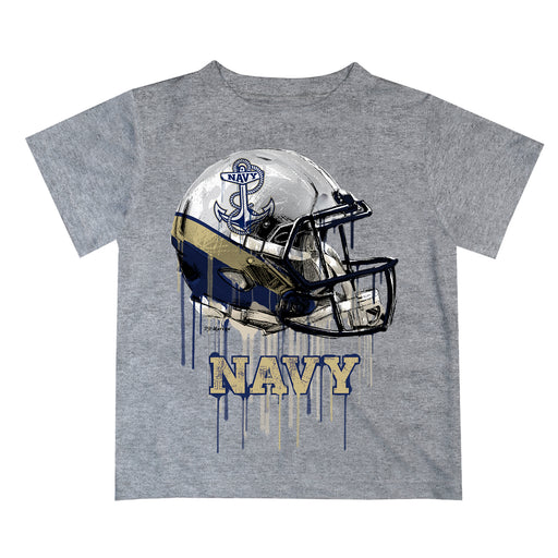 Naval Academy Midshipmen Original Dripping Football Helmet Heather Gray T-Shirt by Vive La Fete