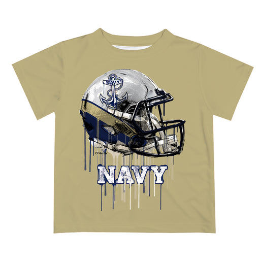 Naval Academy Midshipmen Original Dripping Football Helmet Gold T-Shirt by Vive La Fete