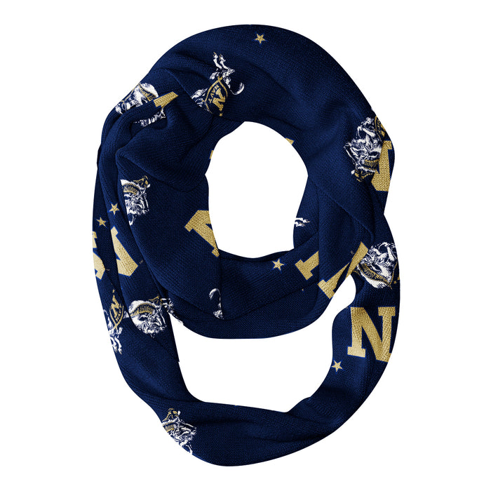 United States Naval Academy All Over Logo Navy Blue Infinity Scarf - Vive La Fête - Online Apparel Store