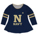 United States Naval Academy Big Logo Navy Blue Stripes Long Sleeve Girls Laurie Top - Vive La Fête - Online Apparel Store