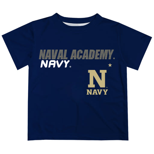 United States Naval Academy Solid Stripped Logo Navy Blue Short Sleeve Tee Shirt - Vive La Fête - Online Apparel Store