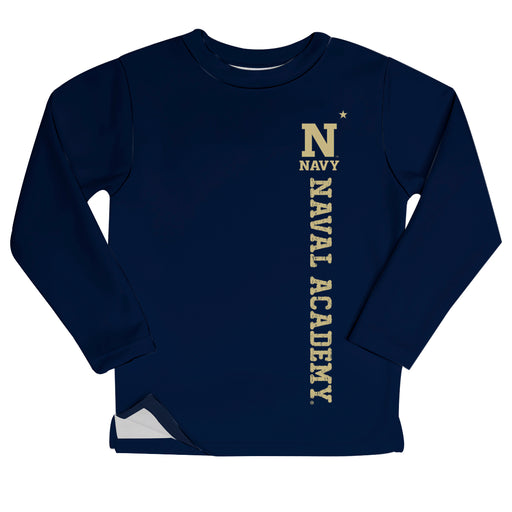 United States Naval Academy Navy Logo Navy Blue Long Sleeve Fleece Sweatshirt Side Vents - Vive La Fête - Online Apparel Store