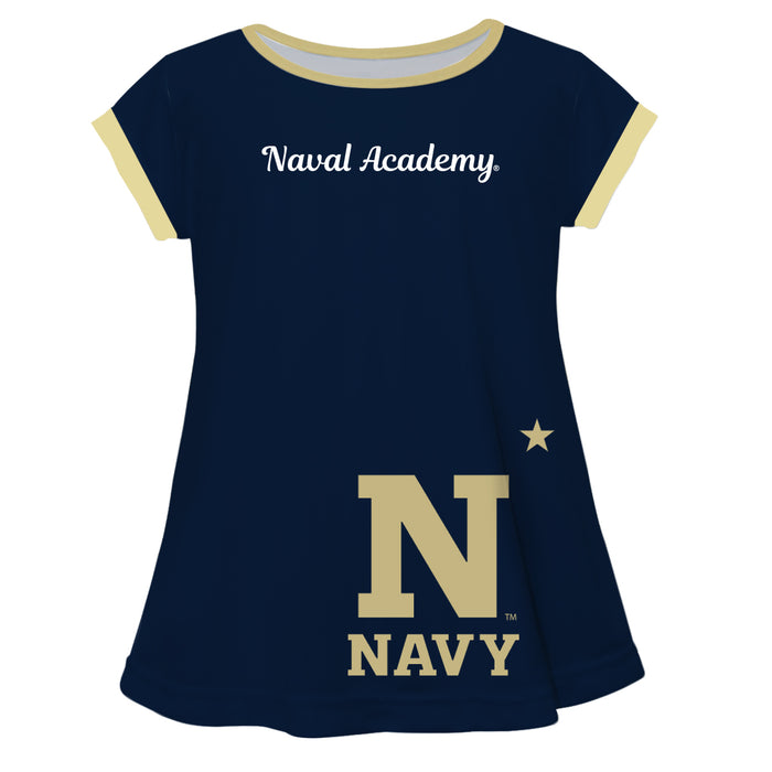 United States Naval Academy Big Logo Navy Blue Short Sleeve Girls Laurie Top - Vive La Fête - Online Apparel Store