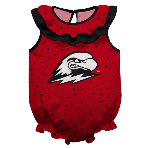 Southern Utah Thunderbirds SUU Swirls Red Sleeveless Ruffle Onesie Logo Bodysuit