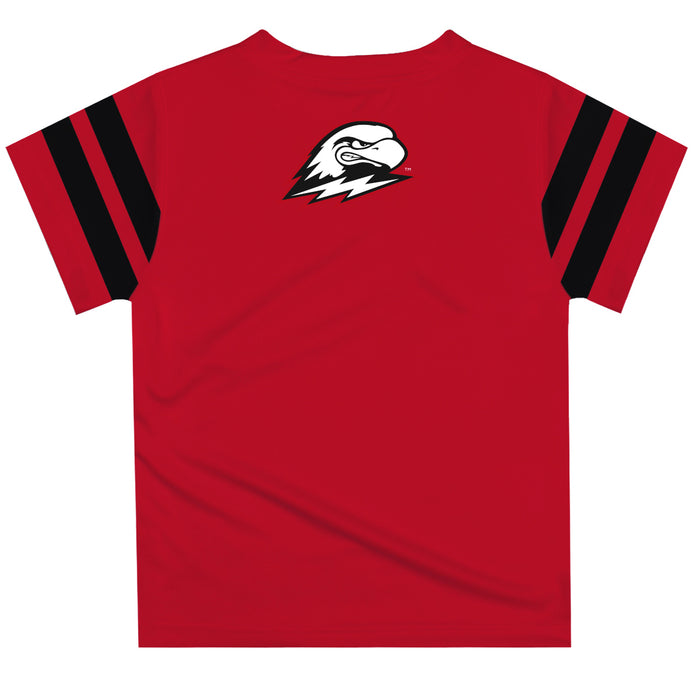 Southern Utah University Thunderbirds Vive La Fete Boys Game Day Red Short Sleeve Tee with Stripes on Sleeves - Vive La Fête - Online Apparel Store