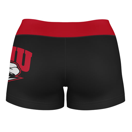 Southern Utah Thunderbirds SUU Logo on Thigh and Waistband Black and Red Women Yoga Booty Workout Shorts 3.75 Inseam - Vive La Fête - Online Apparel Store