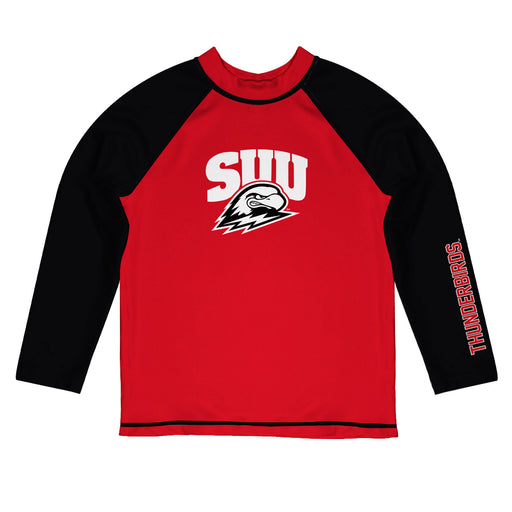 Southern Utah Thunderbirds SUU Vive La Fete Logo Red Black Long Sleeve Raglan Rashguard