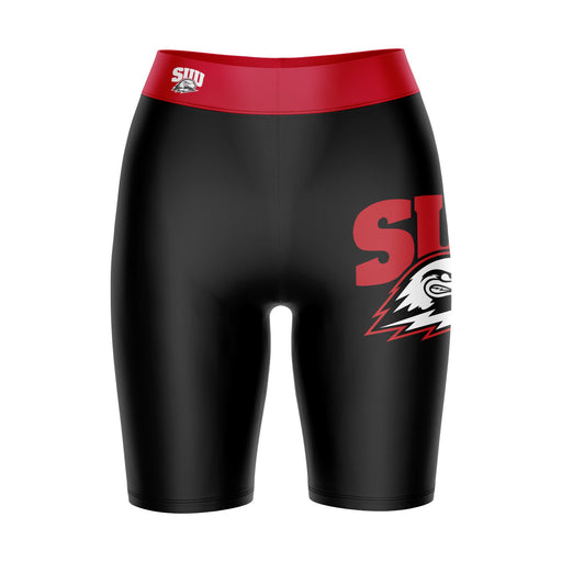 Southern Utah Thunderbirds SUU Vive La Fete Game Day Logo on Thigh and Waistband Black & Red Women Bike Short 9 Inseam"