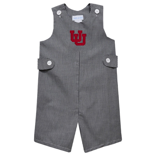 University of Utah Utes Embroidered Black Gingham Boys Jon Jon