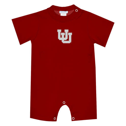 University of Utah Utes Embroidered Red Knit Short Sleeve Boys Romper