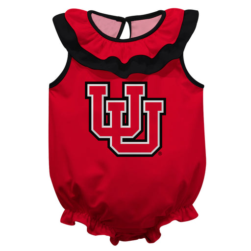 University of Utah Utes Red Sleeveless Ruffle Onesie Logo Bodysuit