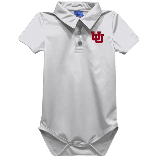 University of Utah Utes Embroidered White Solid Knit Polo Onesie