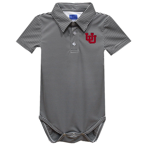 University of Utah Utes Embroidered Black Stripe Knit Boys Polo Bodysuit