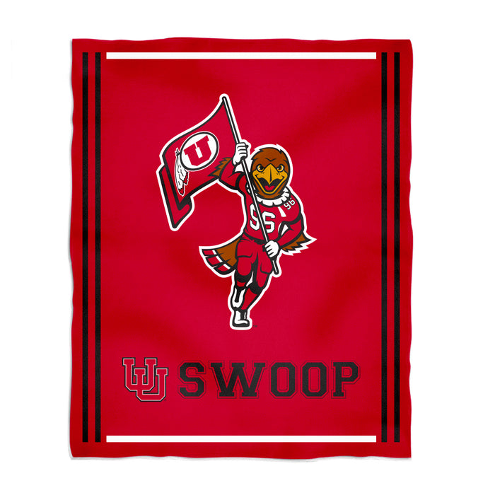 University of Utah Utes Vive La Fete Kids Game Day Red Plush Soft Minky Blanket 36 x 48 Mascot