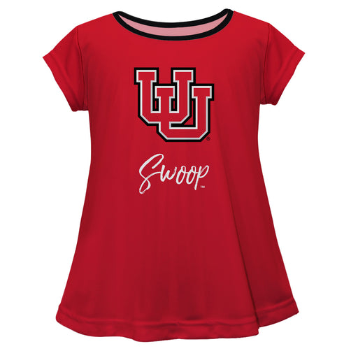 Utah Utes Vive La Fete Girls Game Day Short Sleeve Red Top with School Logo and Name