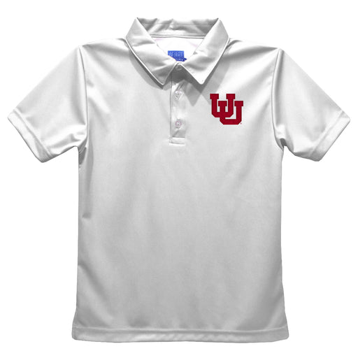 University of Utah Utes Embroidered White Short Sleeve Polo Box Shirt
