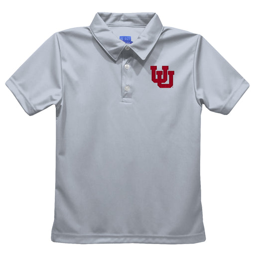 University of Utah Utes Embroidered Gray Short Sleeve Polo Box Shirt
