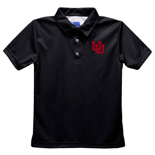 University of Utah Utes Embroidered Black Short Sleeve Polo Box Shirt