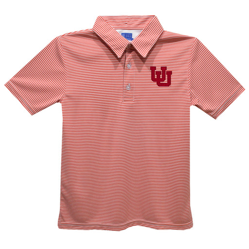 University of Utah Utes Embroidered Red Cardinal Stripes Short Sleeve Polo Box Shirt