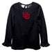 University of Utah Utes Embroidered Black Knit Long Sleeve Girls Blouse