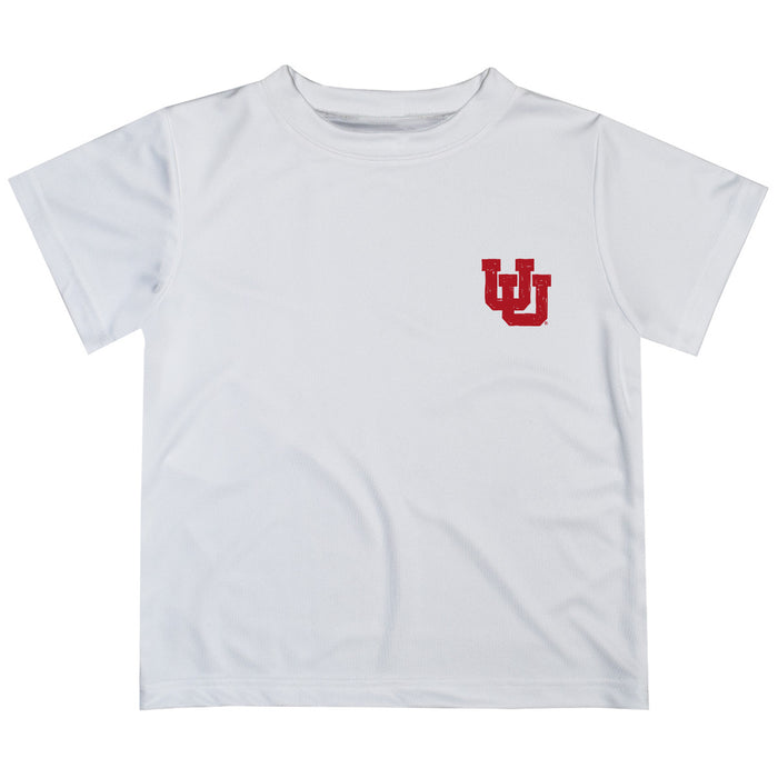 University of Utah Utes Hand Sketched Vive La Fete Impressions Artwork Boys White Short Sleeve Tee Shirt