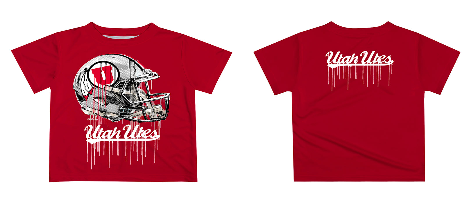 University of Utah Utes Original Dripping Football Helmet T-Shirt by Vive La Fete - Vive La Fête - Online Apparel Store