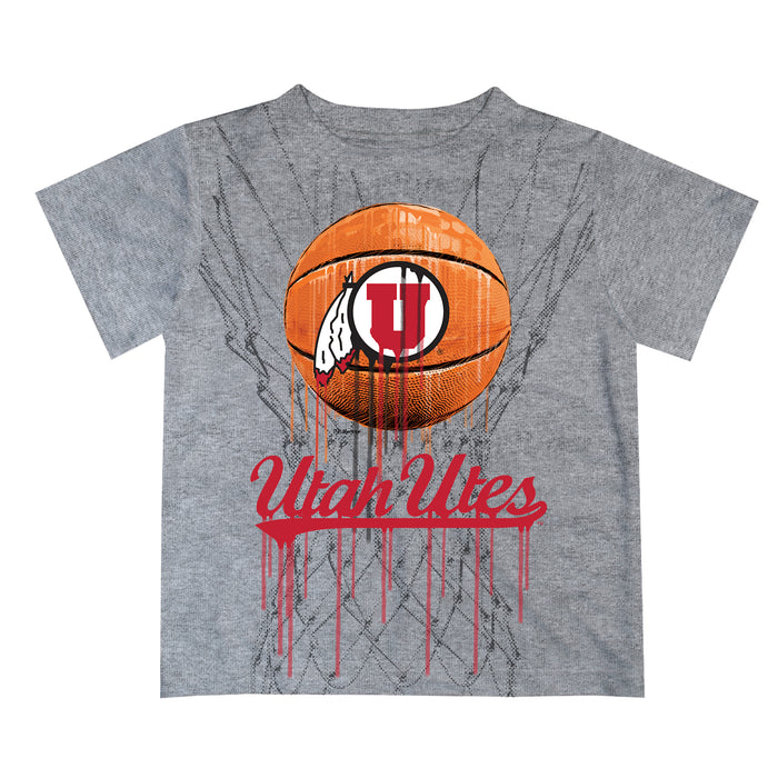University of Utah Utes Original Dripping Ball Gray T-Shirt by Vive La Fete