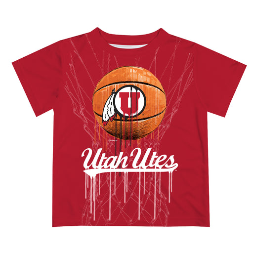 University of Utah Utes Original Dripping Ball Red T-Shirt by Vive La Fete