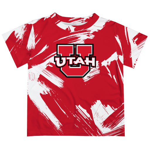 University of Utah Utes Vive La Fete Boys Game Day Red Short Sleeve Tee Paint Brush