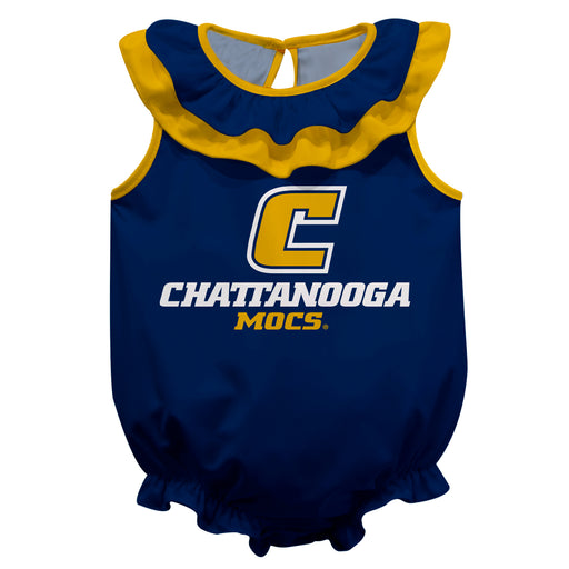 Tennessee Chattanooga Mocs Blue Sleeveless Ruffle Onesie Logo Bodysuit by Vive La Fete