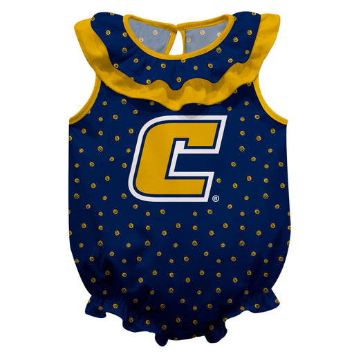 Tennessee Chattanooga Mocs Swirls Blue Sleeveless Ruffle Onesie Logo Bodysuit