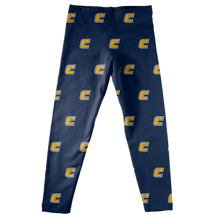 Tennessee Chattanooga Mocs Vive La Fete Girls Game Day All Over Logo Elastic Waist Classic Play Blue Leggings Tights